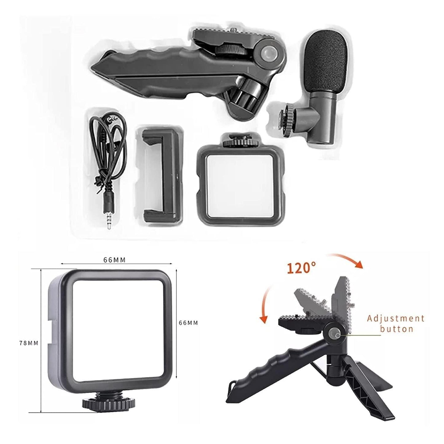 Video Vlogger Kit Microphone LED Fill Light Tripod for Phone Video kit Tripod Kit