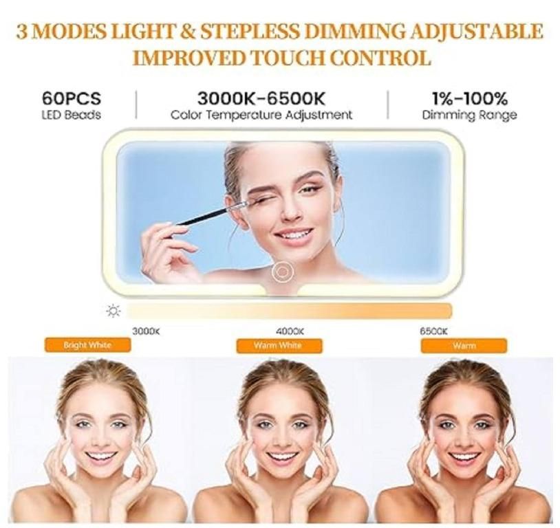 Rechargeable Car Makeup Mirror with LED Lights (Pack Of 1)